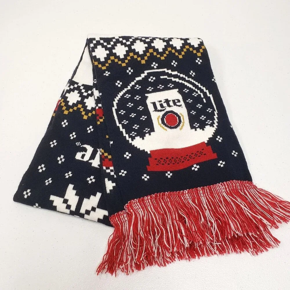 Miller Lite Beer Christmas Holiday Winter Scarf